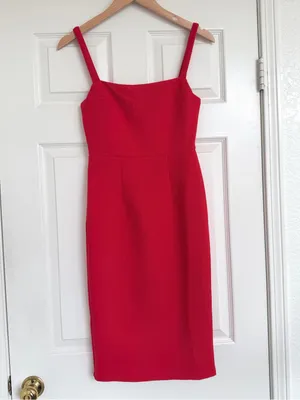 Selfie Leslie Georgia Square Neckline Midi Dress Red Small S NWT thumbnail 3