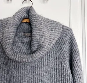 Point Sur • J Crew Mohair Ribbed Turtleneck Sweater cowl heather grey wool knit thumbnail 4
