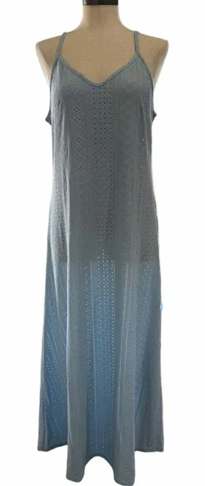 Women's Light Blue Open Knit Eyelet Spaghetti Strap Dress Size L #260550 thumbnail 1