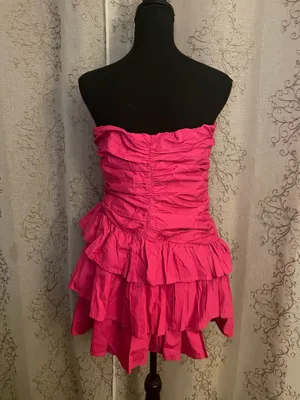 NEW WITH TAGS Hello Molly Strapless Pink Ruffle Mini Dress Size L thumbnail 5