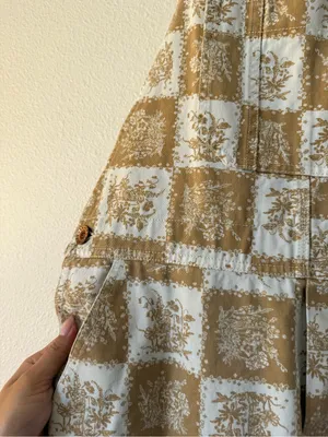 Brixton Cream and Tan Checker Cropped Overalls thumbnail 5