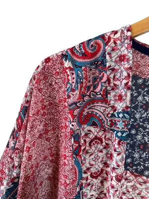 Altar’d State Boho Patchwork Sheer Kimono Topper Paisley Tassel Cardigan Size M thumbnail 3