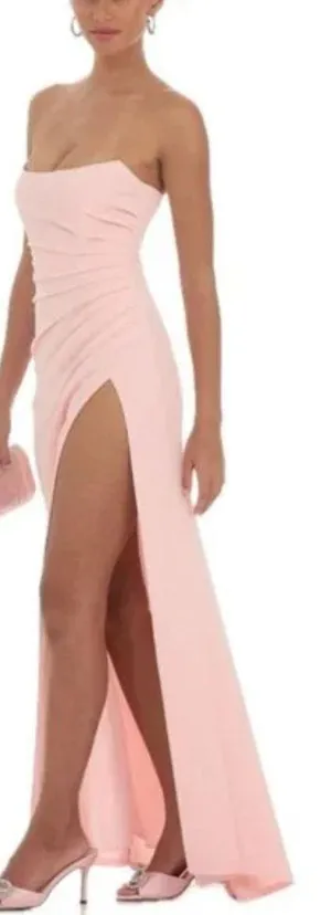 Lucy in the sky pink strapless maxi dress thumbnail 2