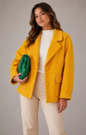 Avec Les Filles Mustard Utility Jacket L Quiet Luxury Shacket Coat Chic Modern thumbnail 1