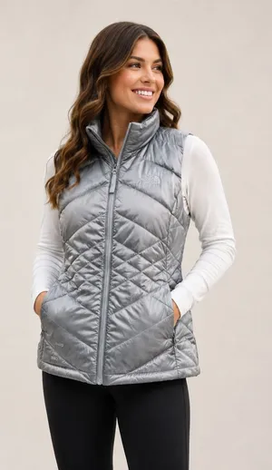 The North Face Womens Aconcagua 550-Fill Down Vest Metallic Silver Grey Medium thumbnail 1