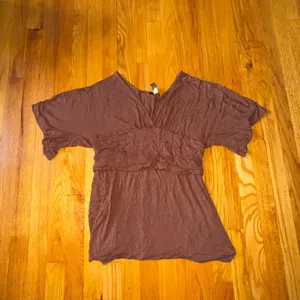 Banana Republic Peplum Tube Top XL Brown Modal Stretch Strapless Shirt y2k thumbnail 2
