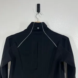 Lululemon Athletica Stay on‎ Course Black Zip Up Jacket Long Sleeves Thumbholes thumbnail 6