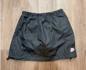 Nike Womens Windbreaker Skirt Black Pink Green Logo Small Elastic Waist‎ Pocket thumbnail 1