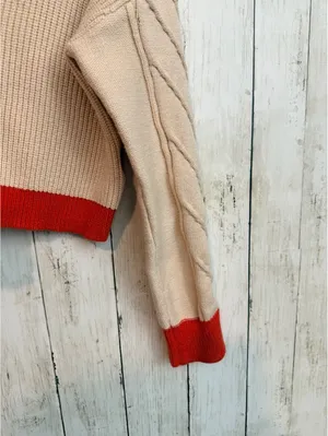 LUSH Women’s Small Colorblock Cable Knit Cropped Cardigan thumbnail 10