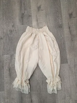 Victorian-Inspired Bloomers With Lace Trim & Satin Size Small Cream Pink Ruffle thumbnail 2
