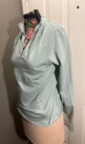 Danskin Womens Large Half Zip Pullover Hoodie Green Mint Activewear Sweatshirt L thumbnail 1