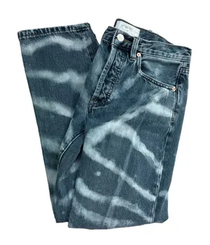 We the Free People Bleached Jeans Distressed Blue 24 Button Fly Mid-rise Y2K thumbnail 1