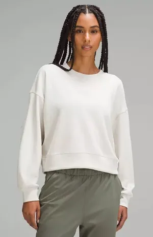 Lululemon 10 Perfectly Oversized Cropped Crew Softstreme White Opal Sweatshirt thumbnail 1