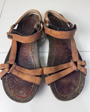 Teva Sandals Women Size 7 Brown Leather Strappy Cork Wedge Comfort Gorpcore thumbnail 1
