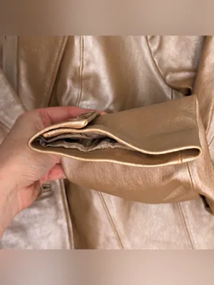 Chadwicks Vintage Y2K Champagne Gold Metallic Leather Blazer Tailored Capsule thumbnail 5