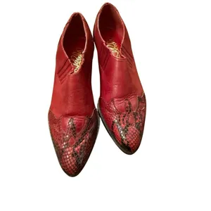 Arpeggios Women’s red leather snakeskin ankle booties Sz 6.5‎ thumbnail 4