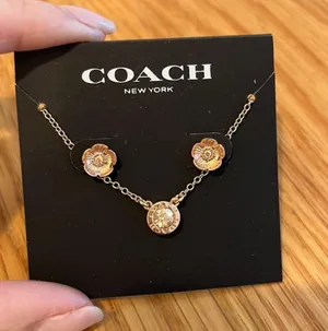 Coach Rose Gold Necklace & Earrings thumbnail 2