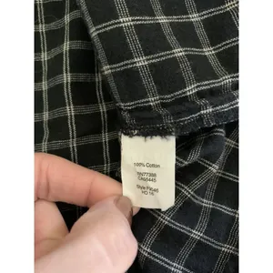 Madewell Black White Plaid Peplum Boho‎ Blouse Medium thumbnail 4