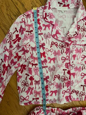 S - SIMPLY SOUTHERN Collection - Pink bows Button-Up Pajama Set thumbnail 8