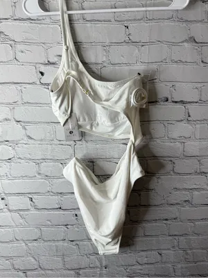 NWT shade and shore Bride Embroidered One-Shoulder White Bridal Swimwear small thumbnail 8