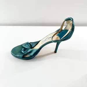 Jimmy Choo Marion Satin Knotted Ankle Strap Platform Stiletto Sandals Green 38 thumbnail 4