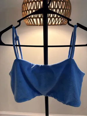 7 Blue Women's Terry Crop Tank Top thumbnail 2