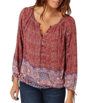Lucky Brand Long Sleeve Peasant Top size Medium thumbnail 1