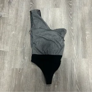 Revolve Lovers + Friends Silver Shimmer One Shoulder Bodysuit Size S thumbnail 3