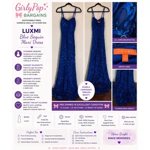 Luxmi Royal Blue Sequin Mermaid Maxi Dress Small Formal Prom Gown Sweetheart thumbnail 2