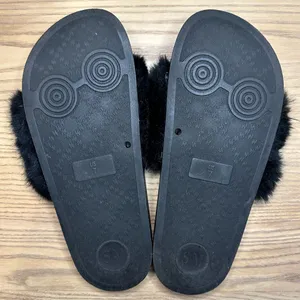Steve Madden Black Faux Fur Shimmer Embellished Star Slide Sandals thumbnail 6