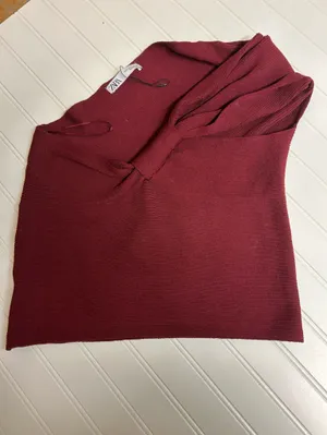 Zara Off-the-Shoulder Asymmetrical Ribbed Top Size Large thumbnail 3