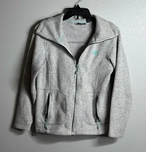 New Balance Women Gray Full Zip Sweater Jacket size petite‎ Small. thumbnail 1