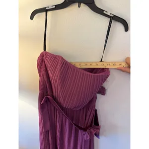 Dessy Collection Pleated Strapless Maxi Dress Sugar Plum Purple Rosette Size 10 thumbnail 5