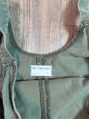 Free People We The Free Olive Green Denim Short Overalls thumbnail 2