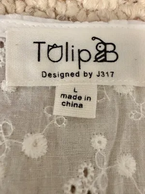 Tulip B White Eyelet Embroidered Peplum Top L NWT Boho Cottagecore thumbnail 3
