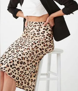 Forever 21 satin Leopard Midi Skirt thumbnail 1