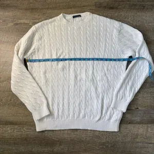 Brandy Melville White Cable-Knit Crewneck Sweater One Size thumbnail 5