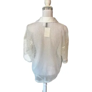 Divided by H&M White Open-Knit Mesh button up Size S NWT thumbnail 2