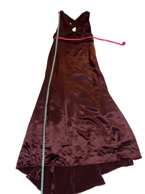 Vera Wang Vintage Brown Satin Plunge Open Back Evening Gown Dress 12 thumbnail 8