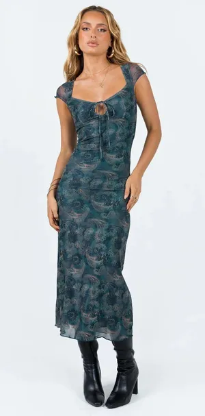Princess Polly Motel Lunama Dress Tonal Blue Paisley thumbnail 2