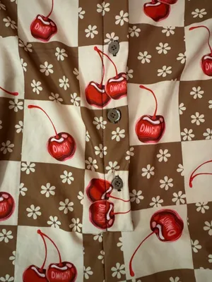 Brown, Cream & Red Cherry Print Romper Brown Size XS thumbnail 2