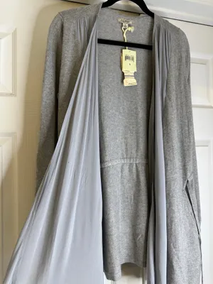 NWT Lucky Brand Boho Cardigan Grey Blue Tie Front Size S thumbnail 2