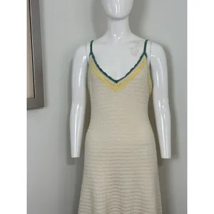 Universal Threads Women’s Crochet Knit Midi Dress Cream Summer Boho Beach Resortwear NWT Size M thumbnail 2