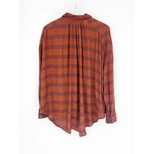 Free People Fawn Over You‎ Plaid Button Down Top Women's XS Orange Boho Chic thumbnail 3