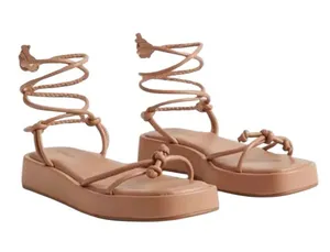 Torrid Tie Ankle Strappy Flatform Sandals in Camel NWT Size 8WW thumbnail 1