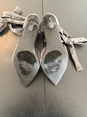 JustFab Cosette Grey Velvet Ribbon Tie Stiletto Heels Pumps Size US 8 thumbnail 5
