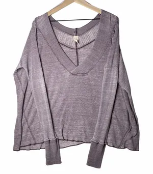 Free People We The Free Oversize Purple Burnout Lightweight Long Sleeve Shirt M thumbnail 1