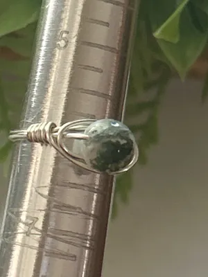 Handmade 💍 Handcrafted Moss Agate Wire Wrapped Crystal Ring size 6 thumbnail 3