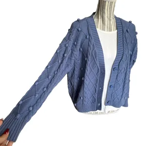 Forever 21 Cable Knit Cozy Chunky Cardigan Sweater Baby Blue Size Medium thumbnail 1