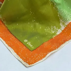 Vintage Vera Neumann sunset striped hand rolled scarf. 23”x 22”. thumbnail 4